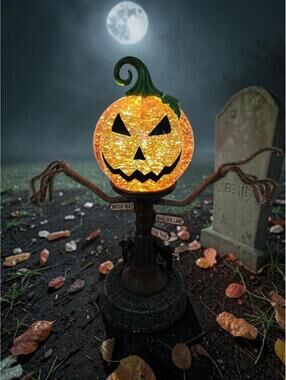 🎃CRACKER BARREL HALLOWEEN STREET POST GLITTER GLOBE READY TO SHIP SOLD OUT!
